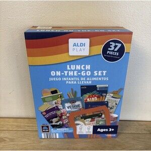 Aldi LUNCH ON THE GO SET 37pc Grocery Dinner Food Kids Toy Pretend Play Set NEW